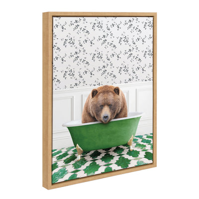 Sylvie Big Bear In Eclectic Green Bath Framed Canvas by kateandlaurel - main product image for Resin Society