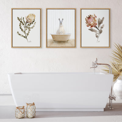 Sylvie Llama Farmhouse Bath Framed Canvas by kateandlaurel - product image 11 for Resin Society