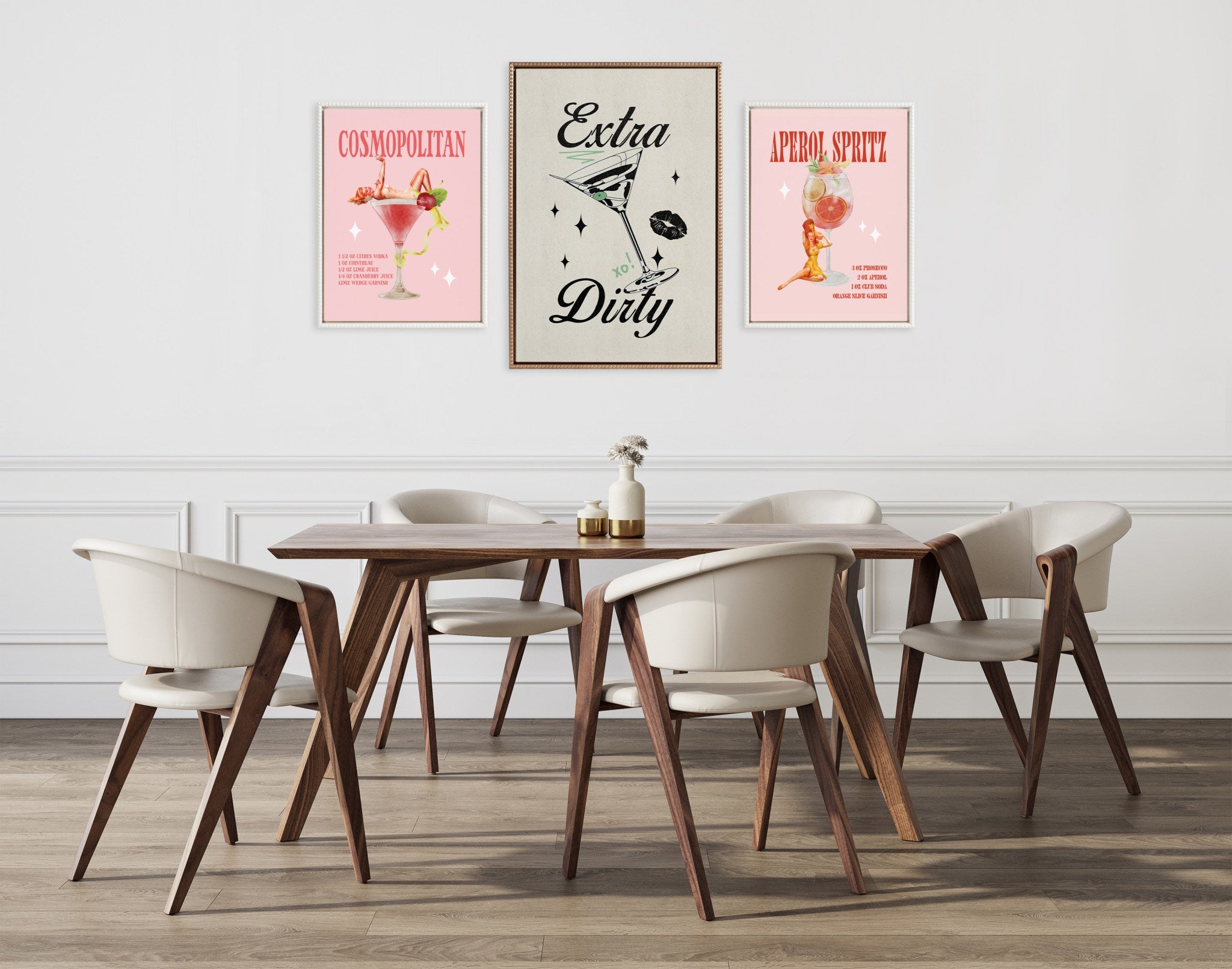 Sylvie Beaded Aperol Spritz Pinup Framed Canvas by Alli Standefer