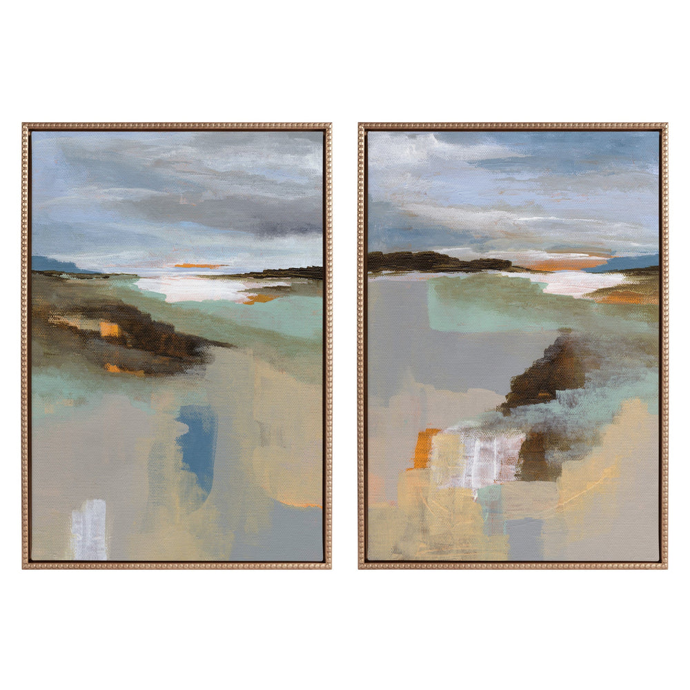 Framed Sylvie Big Sur I and II watercolor canvas art set by Nikita Jariwala