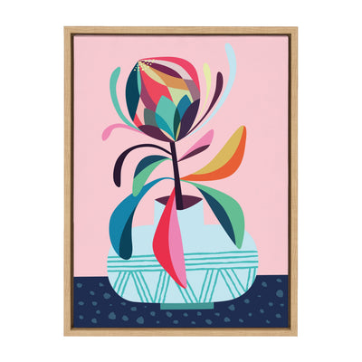 Sylvie Mid Century Modern Protea Framed Canvas by kateandlaurel - main product image for Resin Society