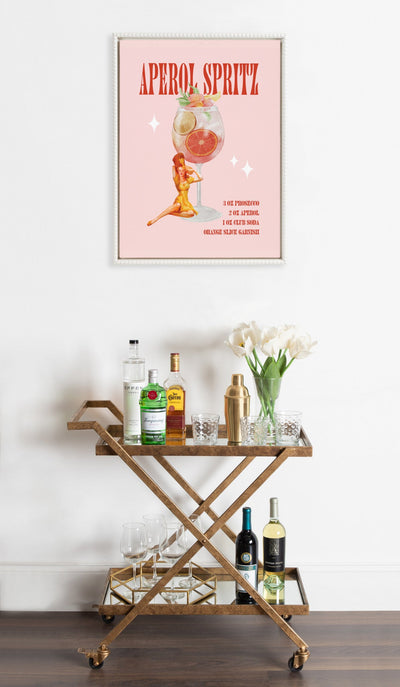 Sylvie Beaded Aperol Spritz Pinup Framed Canvas by Alli Standefer