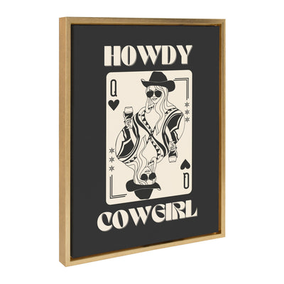 Sylvie Howdy Cowgirl Queen Framed Canvas by Honey Island Studio