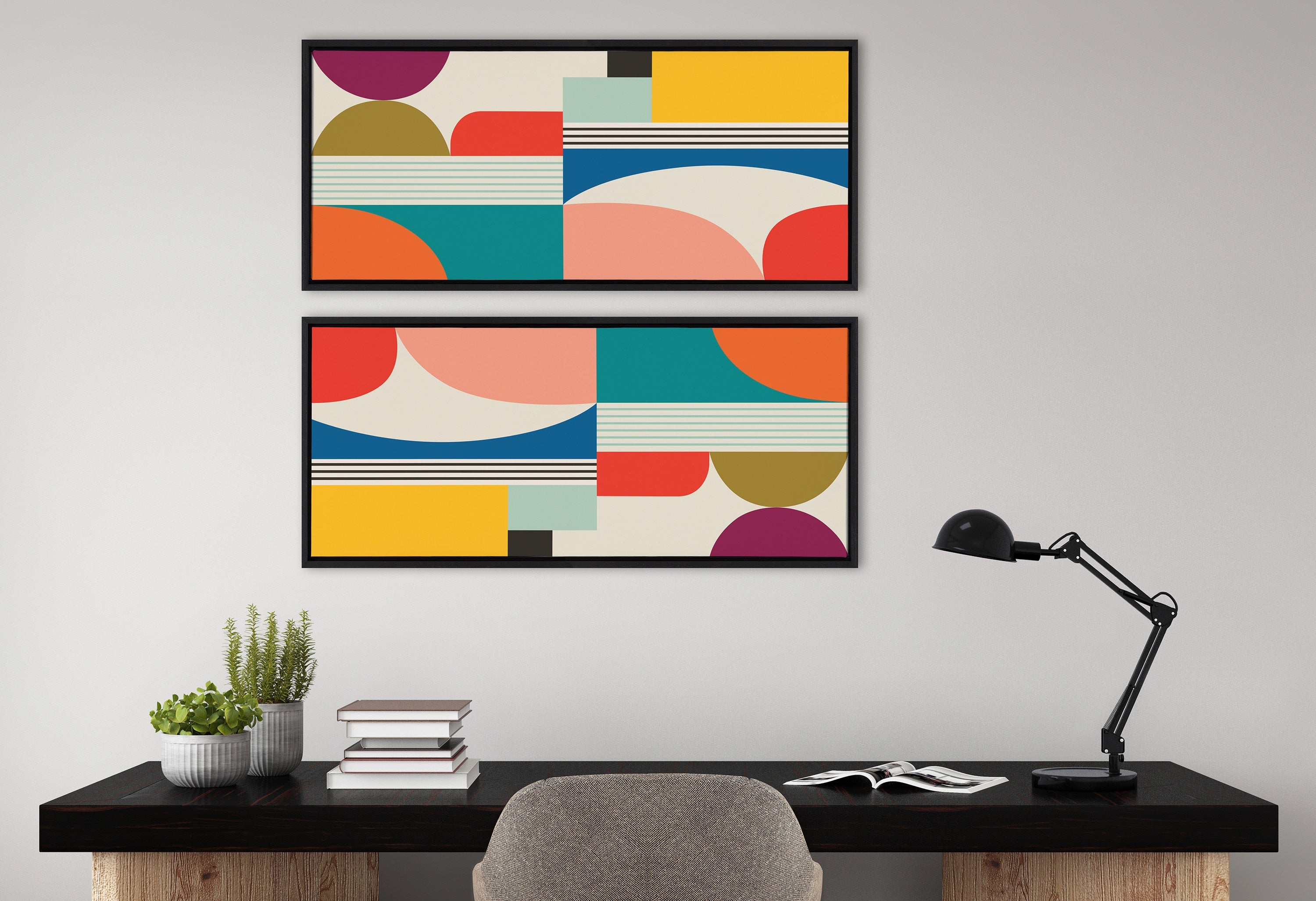 Sylvie Mid Century Modern Pattern Framed Canvas