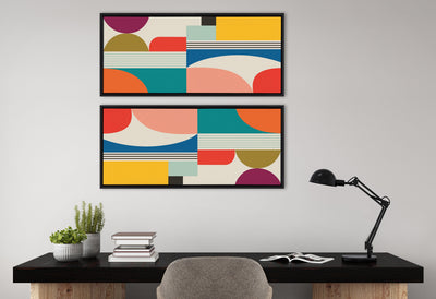 Sylvie Mid Century Modern Pattern Framed Canvas