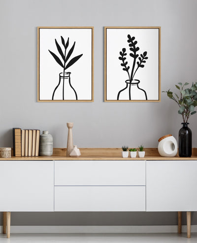 Sylvie Modern Botanical Vase Framed Canvas Set by The Creative Bunch by kateandlaurel - product image 9 for Resin Society