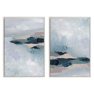 Sylvie Beaded Coast 2 v1 and Coast 2 v2 Framed Canvas Art Set by Nikita Jariwala