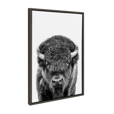 Sylvie Bison Portrait Black and White Framed Canvas by Amy Peterson Art Studio