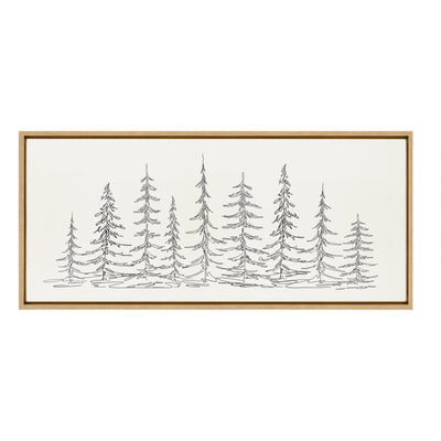 Sylvie Minimalist Evergreen Trees Sketch Framed Canvas by kateandlaurel - product image 14 for Resin Society