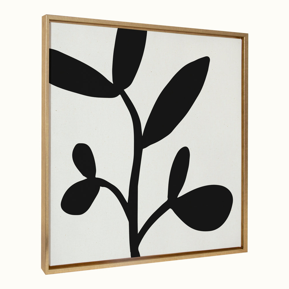Sylvie Modern Botanical Neutral Abstract 2 Framed Canvas by kateandlaurel - main product image for Resin Society