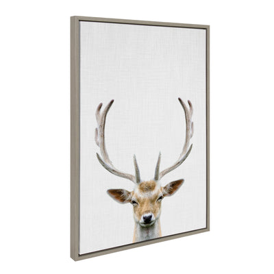 Sylvie Deer Color framed canvas art showing a colorful deer illustration by Simon Te