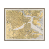 Sylvie Boston Harbor Map Framed Canvas by kateandlaurel - main product image for Resin Society