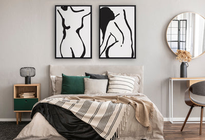Sylvie Timeless Feminine Figural Drawing 2 Black and White Framed Canvas by kateandlaurel - product image 5 for Resin Society