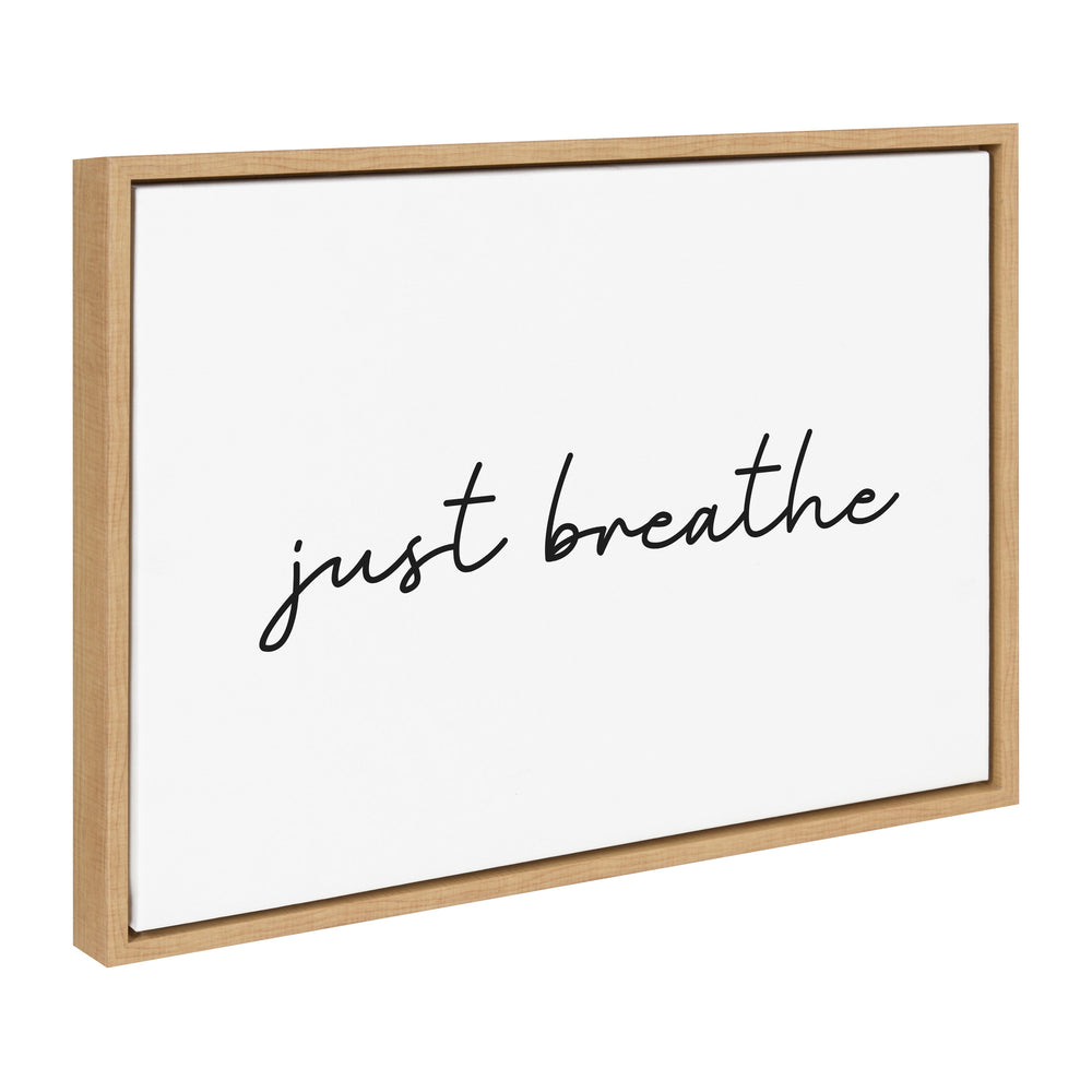 Sylvie Just Breathe Horizontal BW Framed Canvas by kateandlaurel - main product image for Resin Society