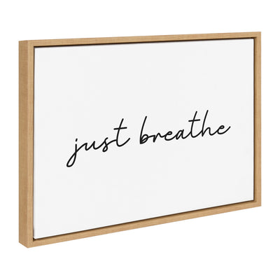 Sylvie Just Breathe Horizontal BW Framed Canvas by kateandlaurel - main product image for Resin Society