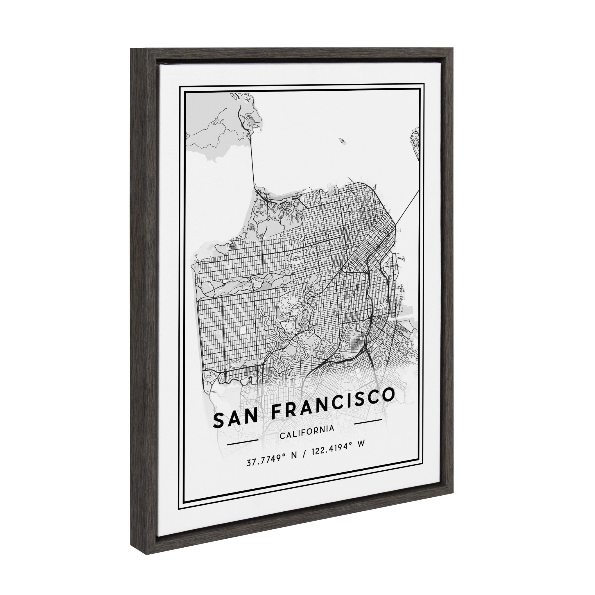 Sylvie San Francisco Modern Map Framed Canvas by kateandlaurel - product image 2 for Resin Society