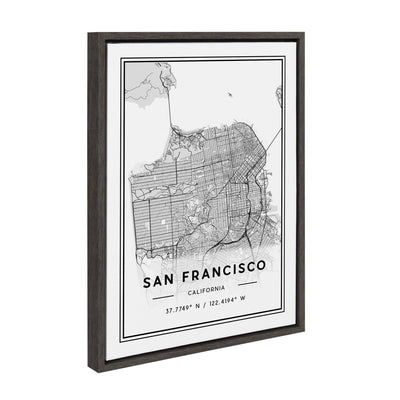 Sylvie San Francisco Modern Map Framed Canvas by kateandlaurel - product image 2 for Resin Society