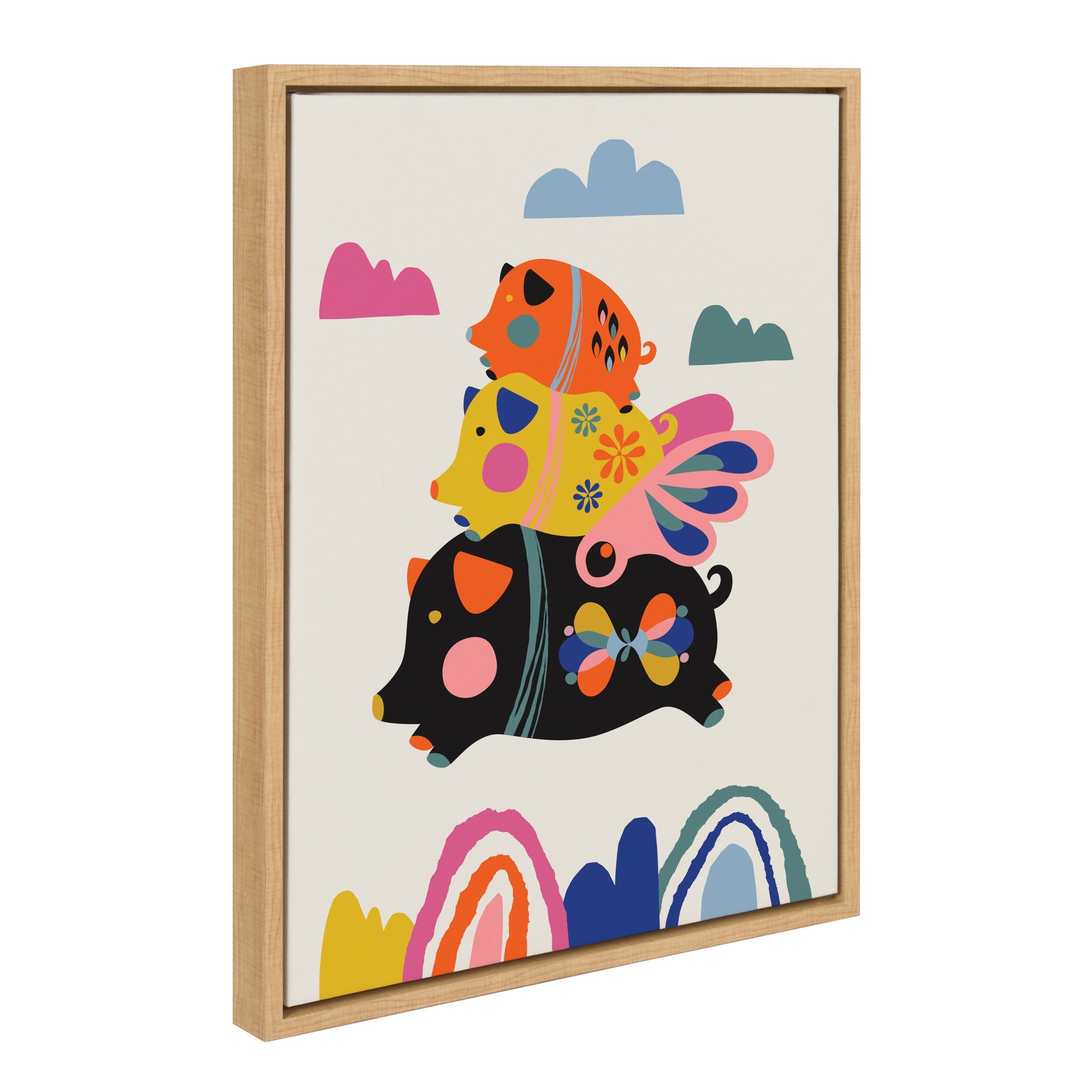 Sylvie Flying Pigs Framed Canvas by kateandlaurel - product image 2 for Resin Society