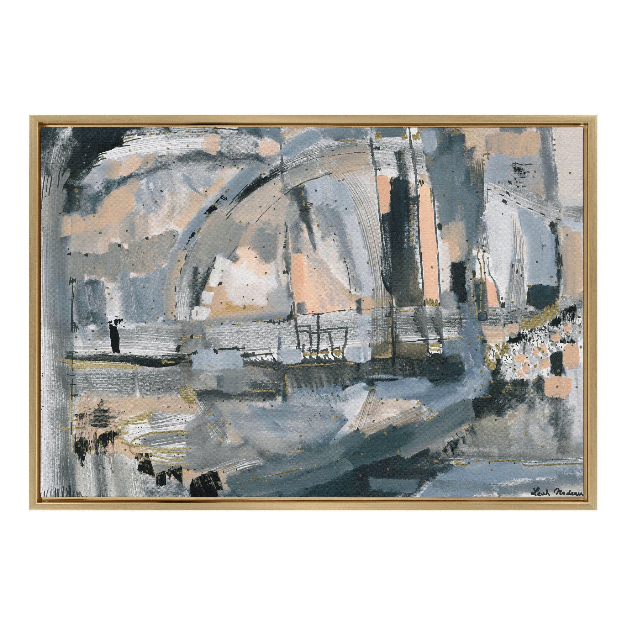 Sylvie Harbor Nights Framed Canvas by Leah Nadeau by kateandlaurel - main product image for Resin Society