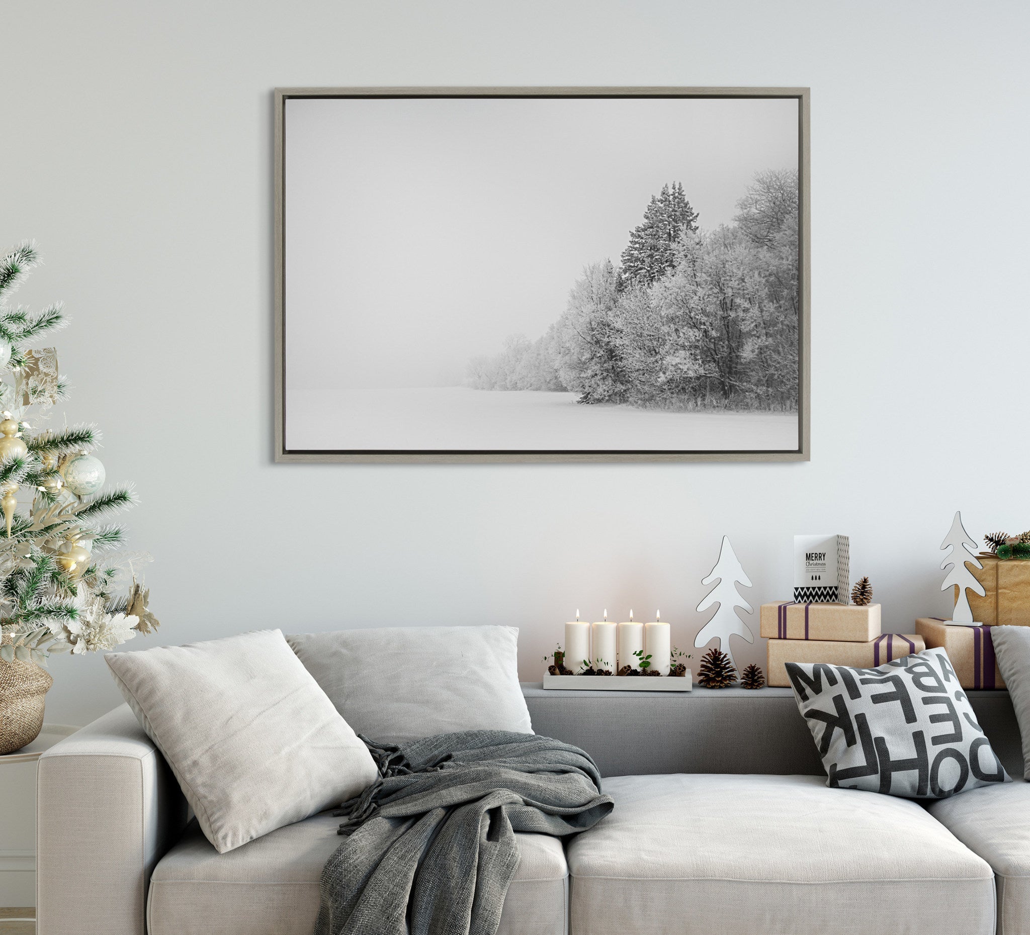 Sylvie Black and White Snow Day Framed Canvas by kateandlaurel - product image 8 for Resin Society