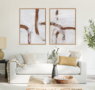Sylvie Beaded Pathways of Time I and II Framed Canvas Art Set by Nikita Jariwala