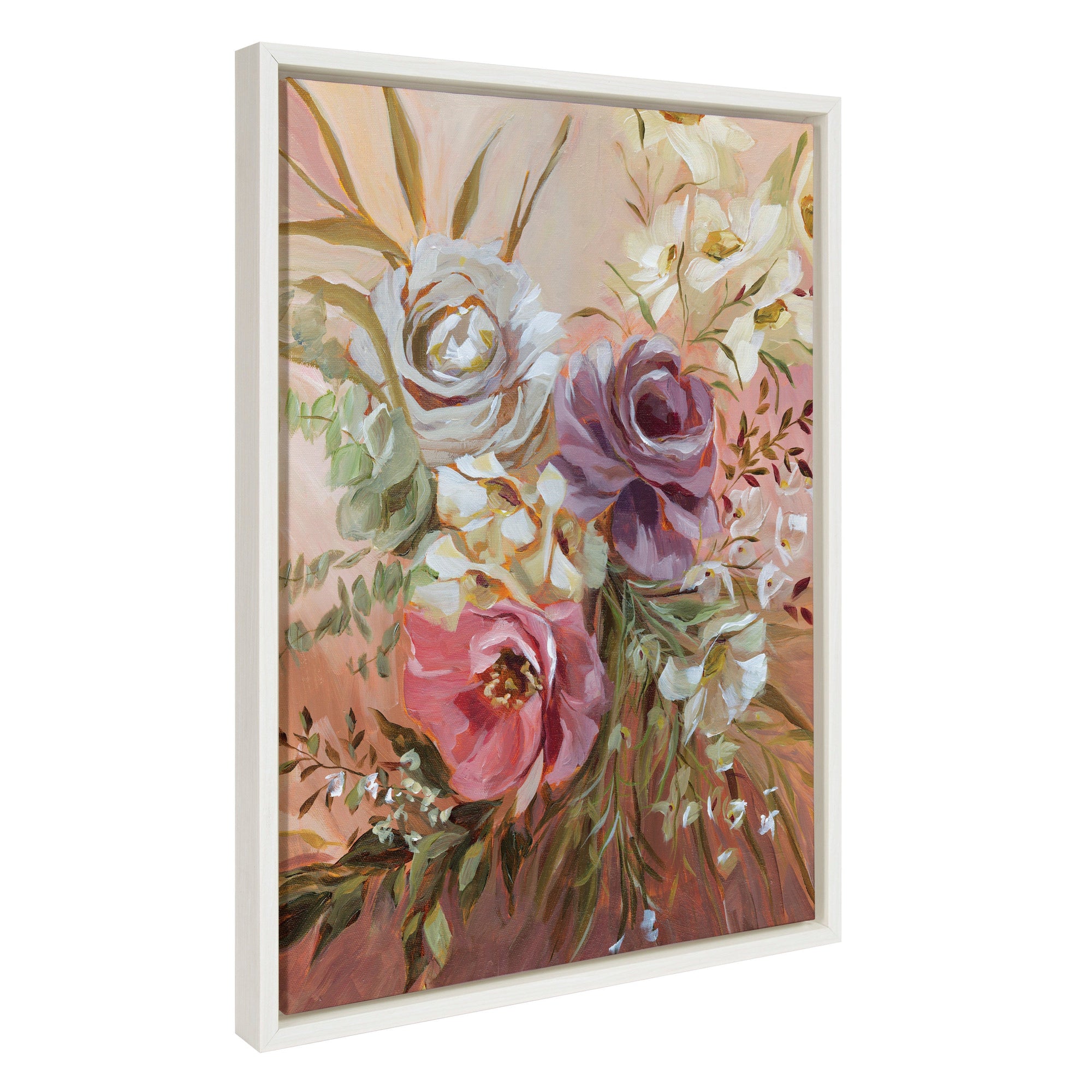 Sylvie Rose Bouquet floating framed canvas art featuring floral rose arrangements by Annie Quigley