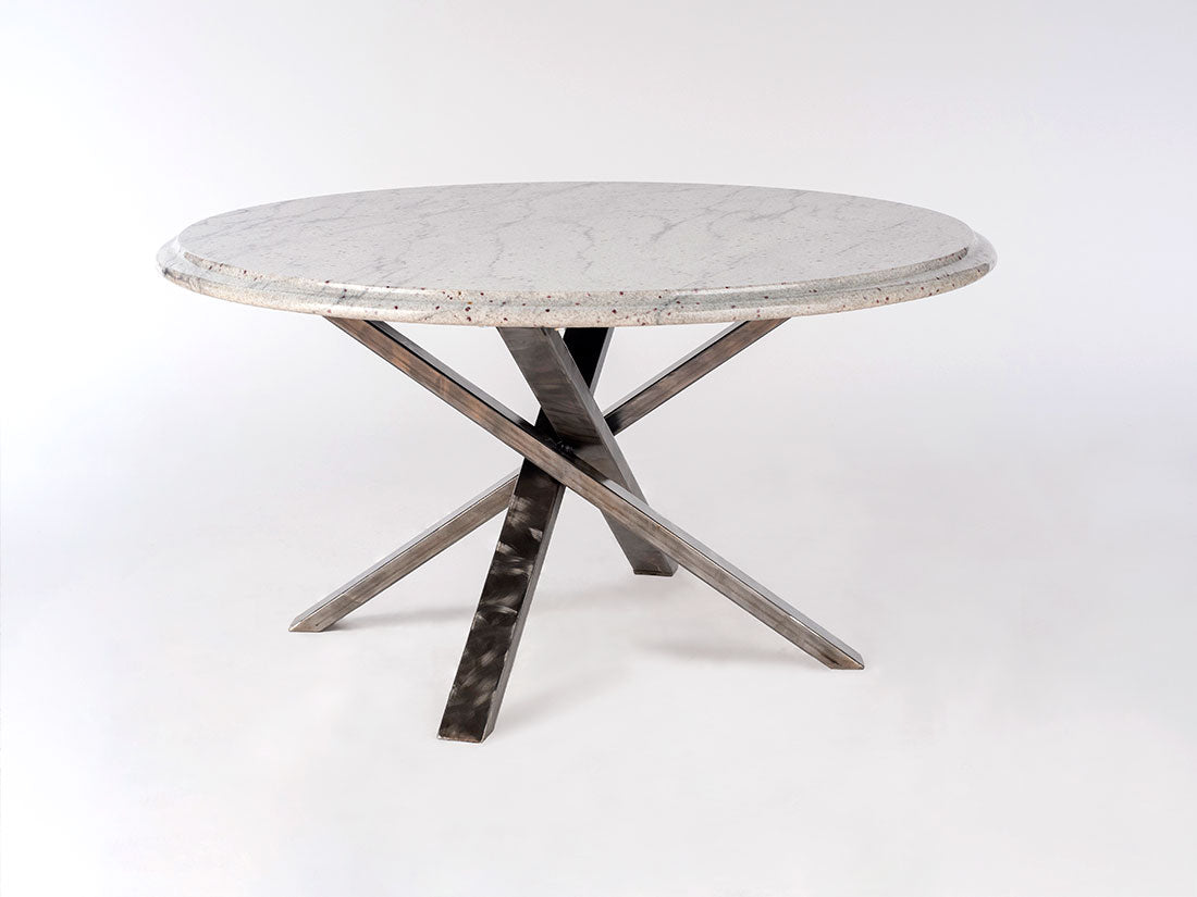 Round Granite Table with Cross Base by Enrico Bartolini - main product image for Resin Society