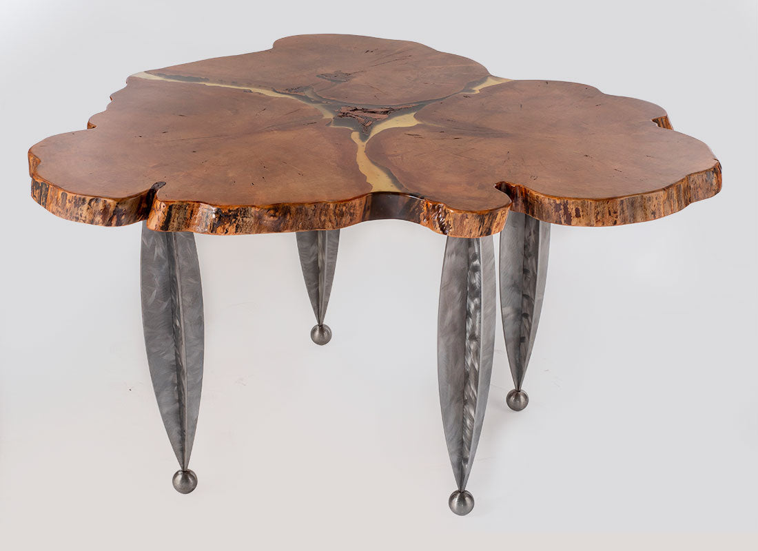 3 Heart Red Ambrosia Maple w/ Starfruit Legs by Enrico Bartolini - main product image for Resin Society