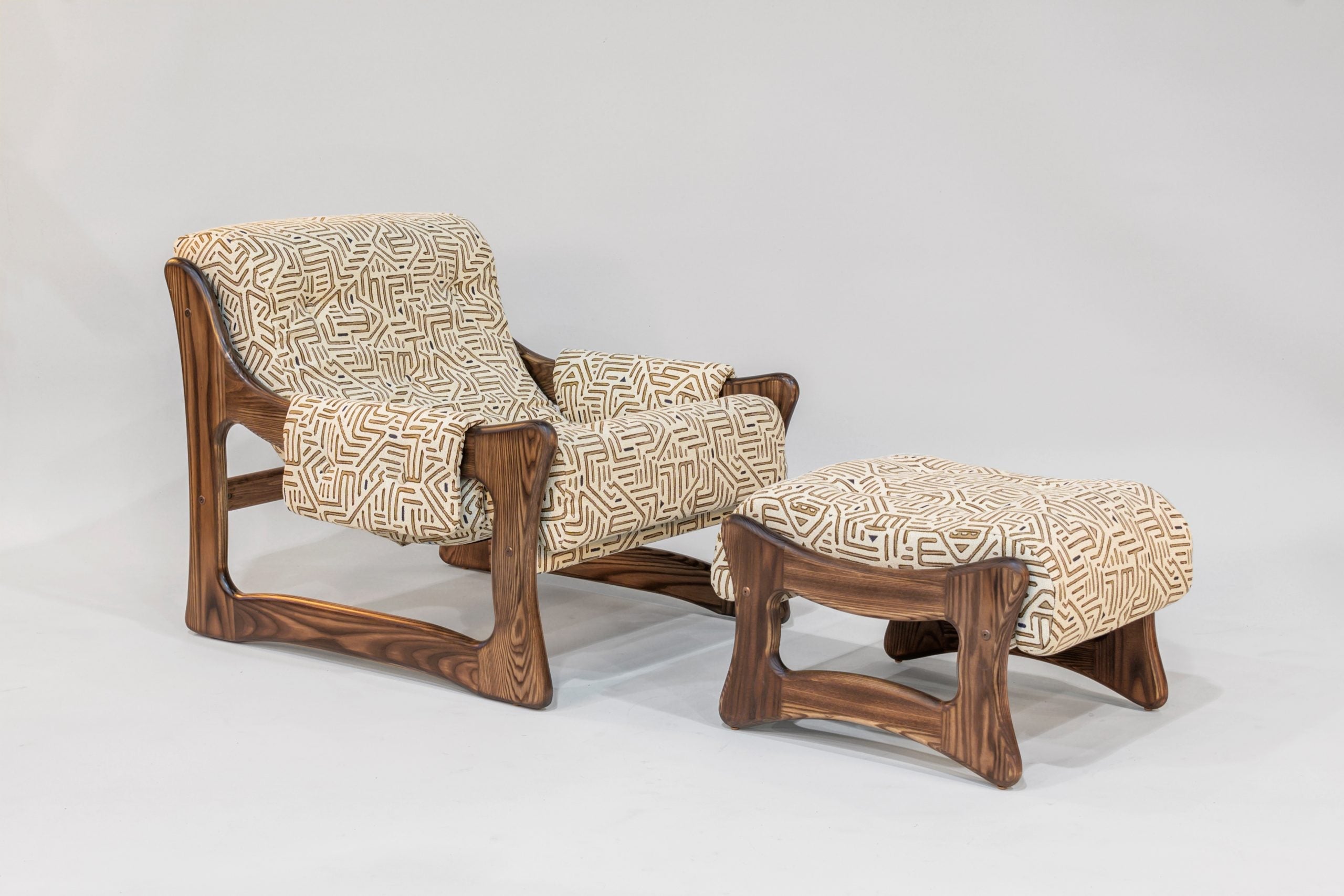 Chair & Ottoman – Tresori with Flamed Ash Arms (Wenge) by Enrico Bartolini - main product image for Resin Society