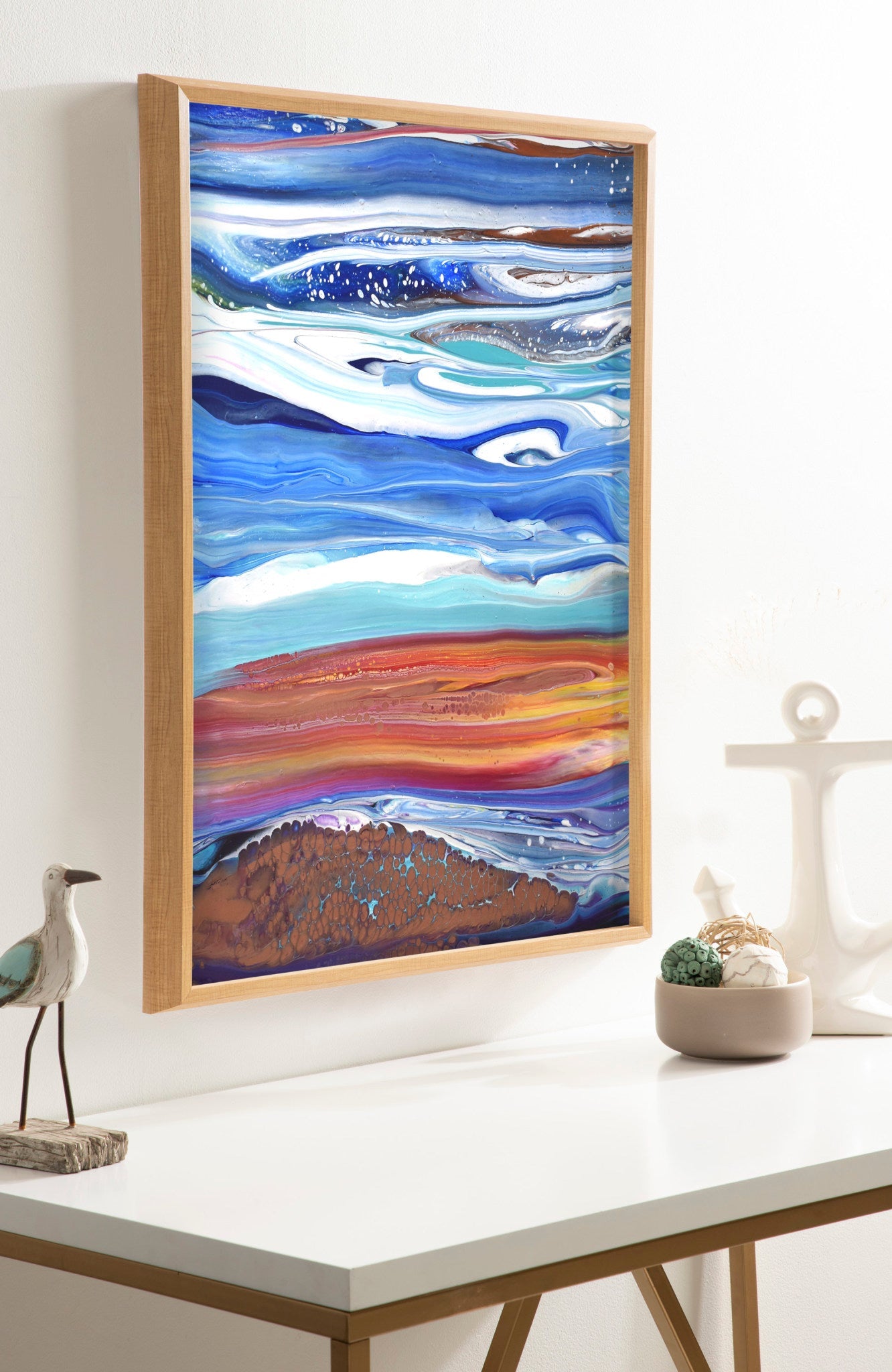 Blake Coastal Currents Framed Printed Art by Xizhou Xie