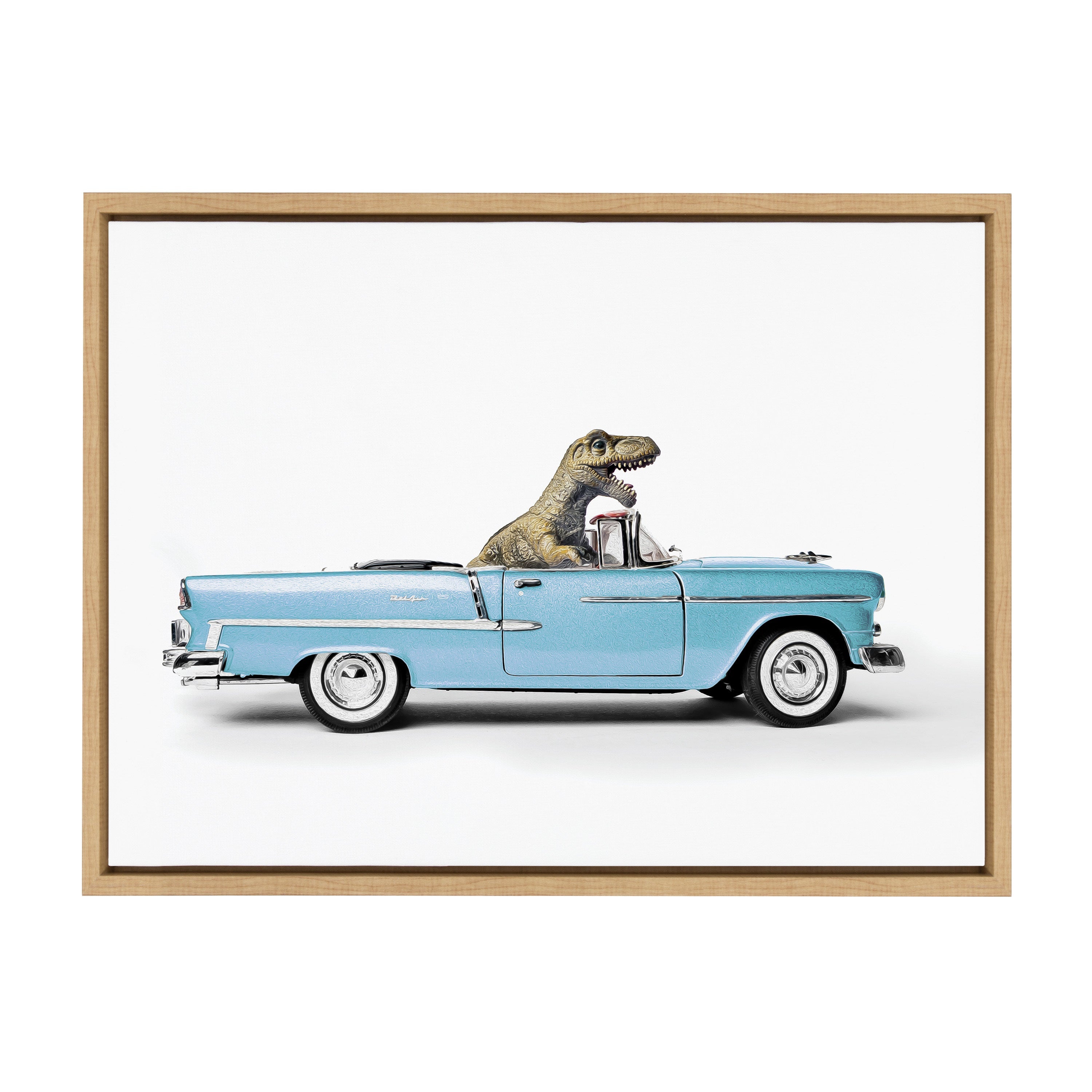 Sylvie Dino Driving 1958 Blue Corvette Framed Canvas by Saint and Sailor Studios