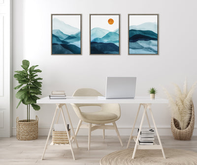 Sylvie Blue Mountain Range Framed Canvas Set by kateandlaurel - product image 10 for Resin Society