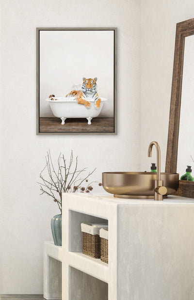 Sylvie Bengal Tiger in Rustic Bath Framed Canvas by kateandlaurel - product image 16 for Resin Society