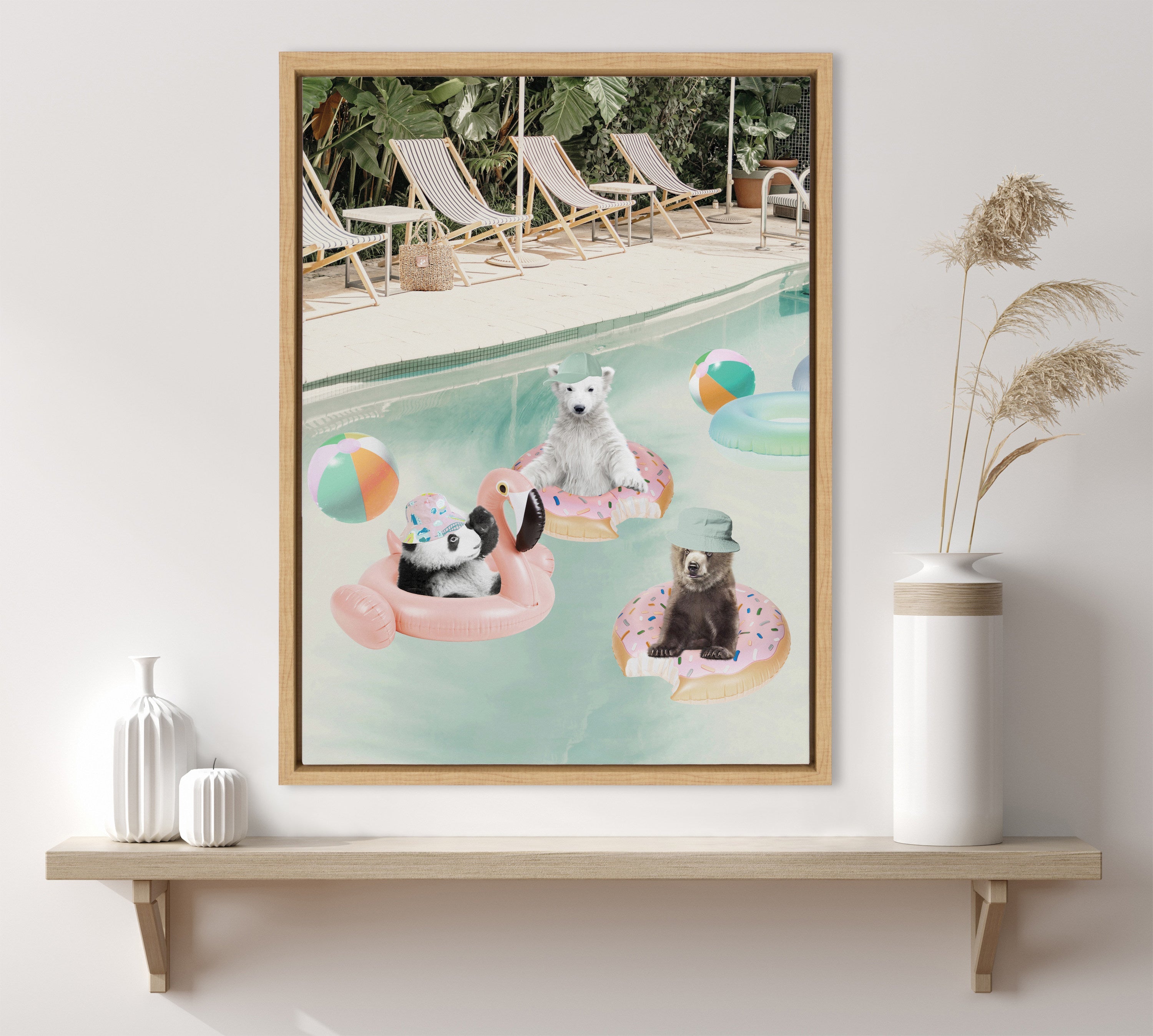 Sylvie Pool Party Framed Canvas by July Art Prints