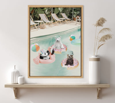 Sylvie Pool Party Framed Canvas by July Art Prints