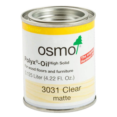 Osmo Polyx-Oil wood finish bottle and sample surface