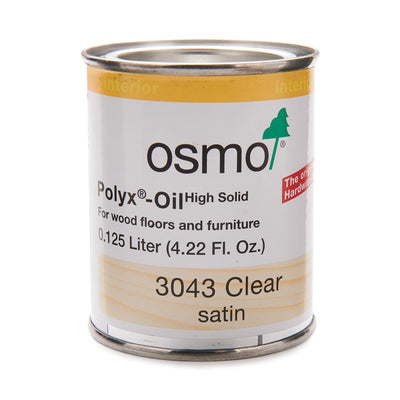 Osmo Polyx-Oil wood finish bottle and sample surface