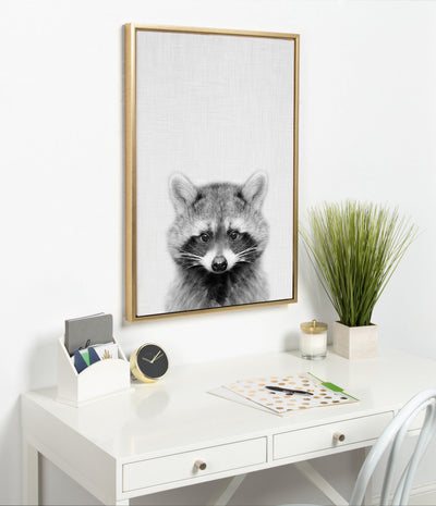 Sylvie Raccoon Framed Canvas by Simon Te Tai by kateandlaurel - product image 9 for Resin Society