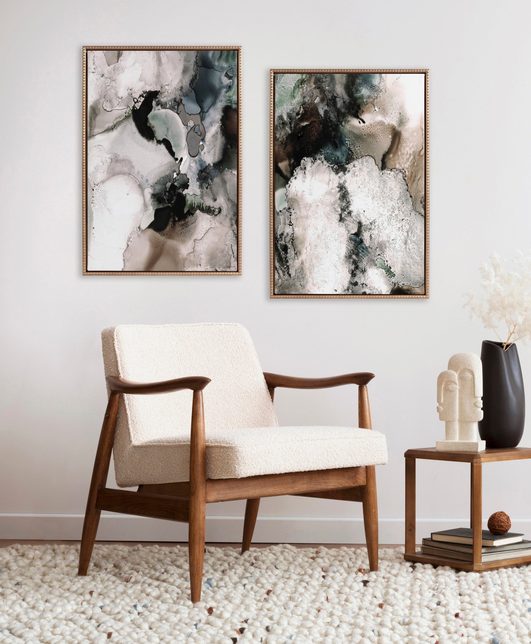 Sylvie Beaded Contour Flow I and II Framed Canvas Art Set by Amy Lighthall
