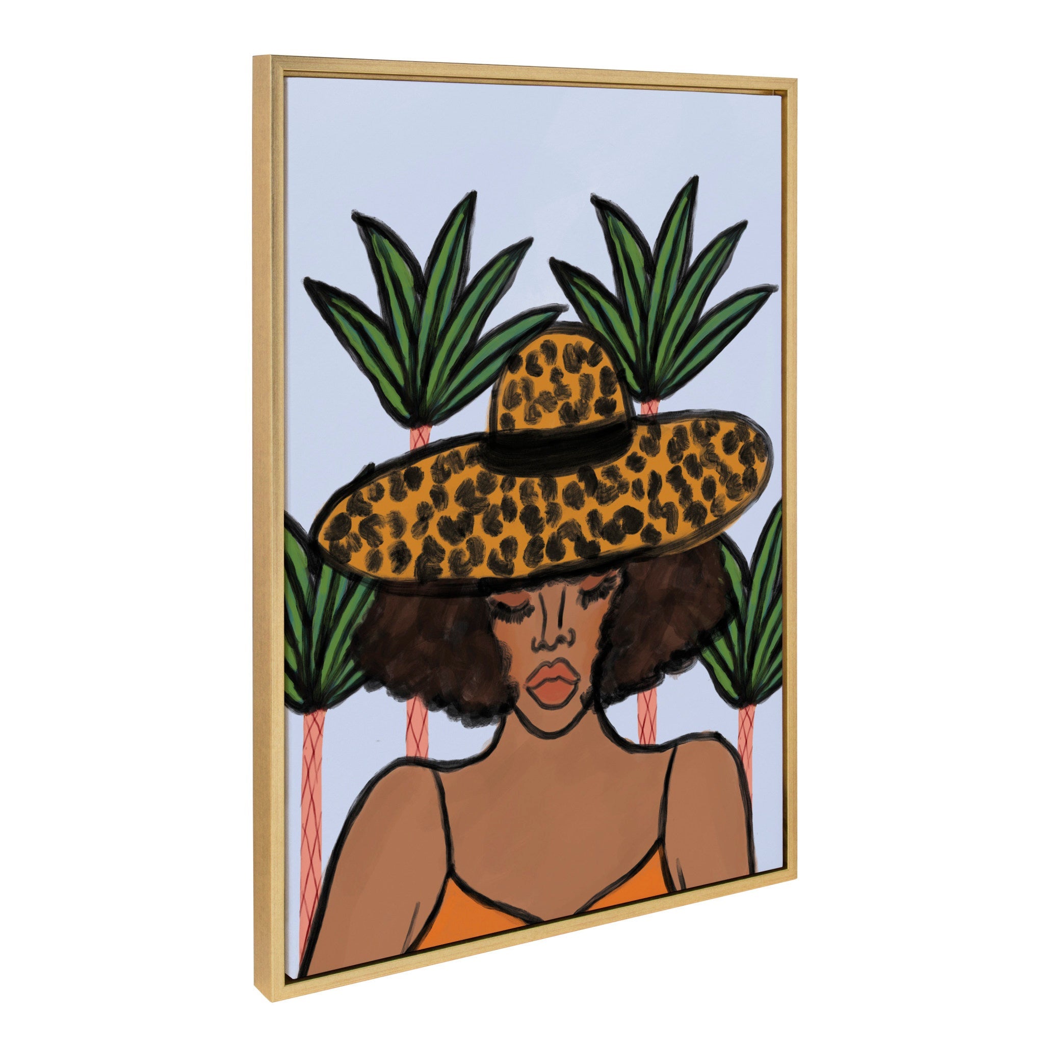 Sylvie Leopard Hat Framed Canvas by kateandlaurel - product image 2 for Resin Society