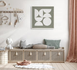 Sylvie Bold Vintage Geometric Soft White on Sage Green Framed Canvas by kateandlaurel - product image 5 for Resin Society