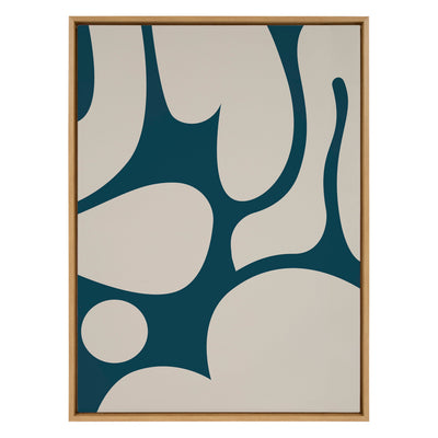 Sylvie Groovy Happy Abstract Dark Green Teal and Tan Framed Canvas by kateandlaurel - product image 2 for Resin Society