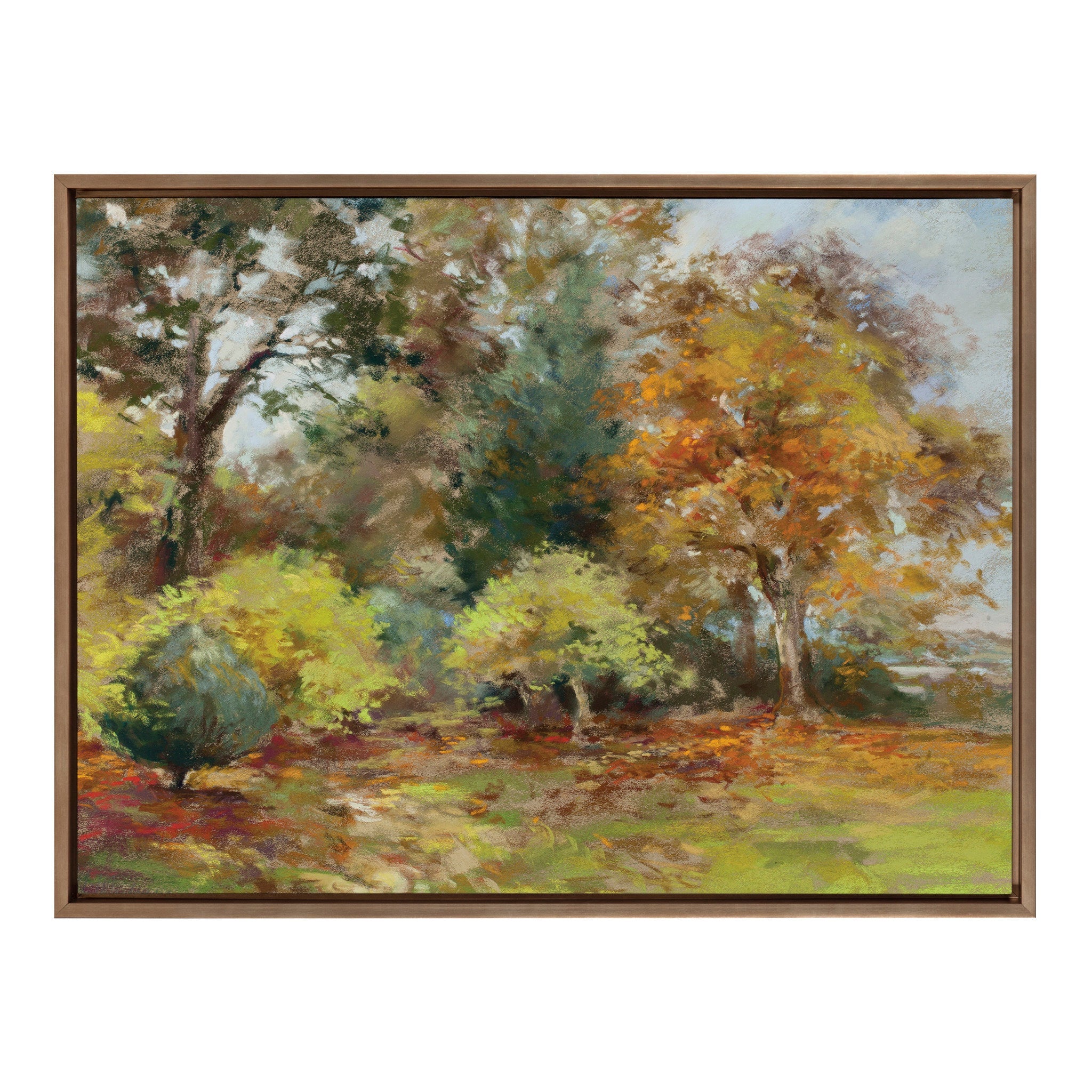 Sylvie Forest Walking as the Leaves Fall Framed Canvas by Nel Whatmore
