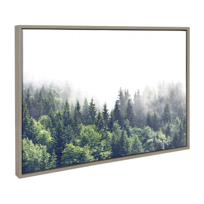Sylvie Lush Green Forest On A Foggy Day Framed Canvas