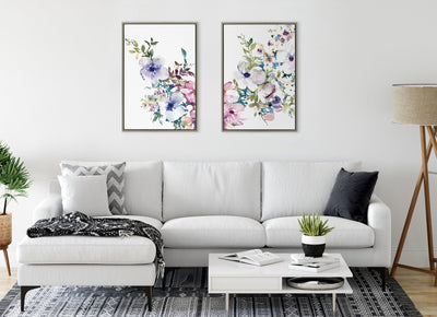 Sylvie Ink Wash Floral Left and Right Framed Canvas by kateandlaurel - product image 6 for Resin Society