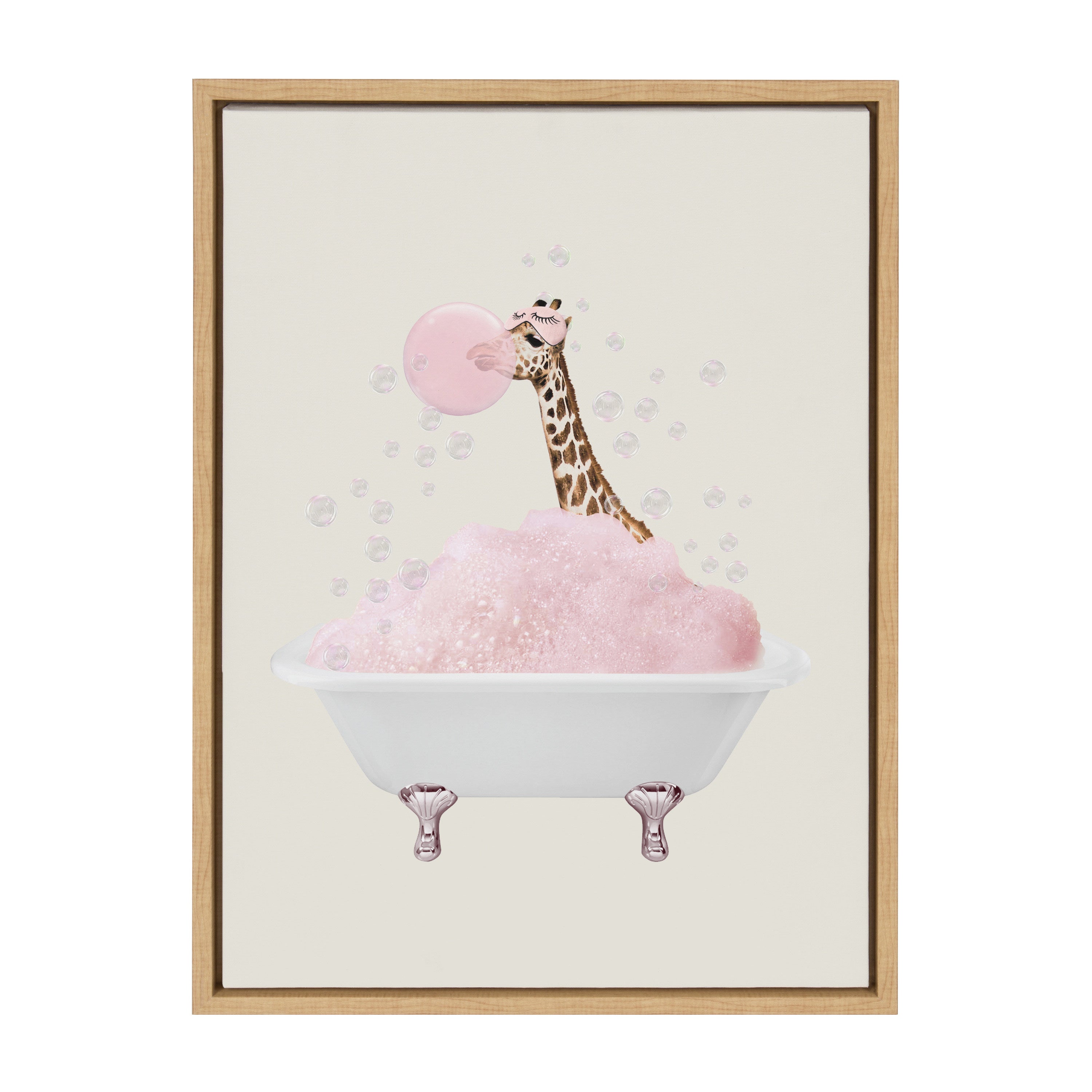 Sylvie Giraffe Taking a Bath Framed Canvas by July Art Prints