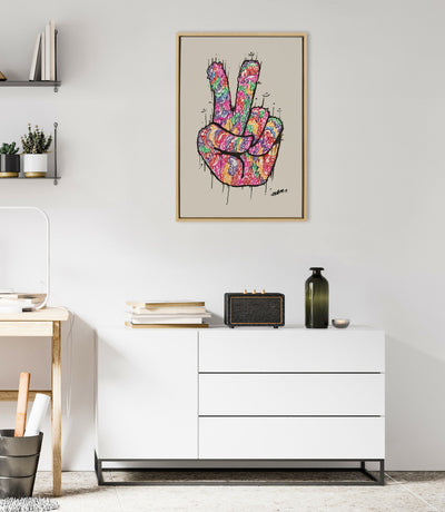 Sylvie Peace Sign Framed Canvas by kateandlaurel - product image 5 for Resin Society