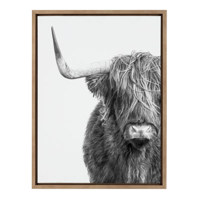 Sylvie B&W Highland Cow No. 1 Framed Canvas by Amy Peterson Art Studio