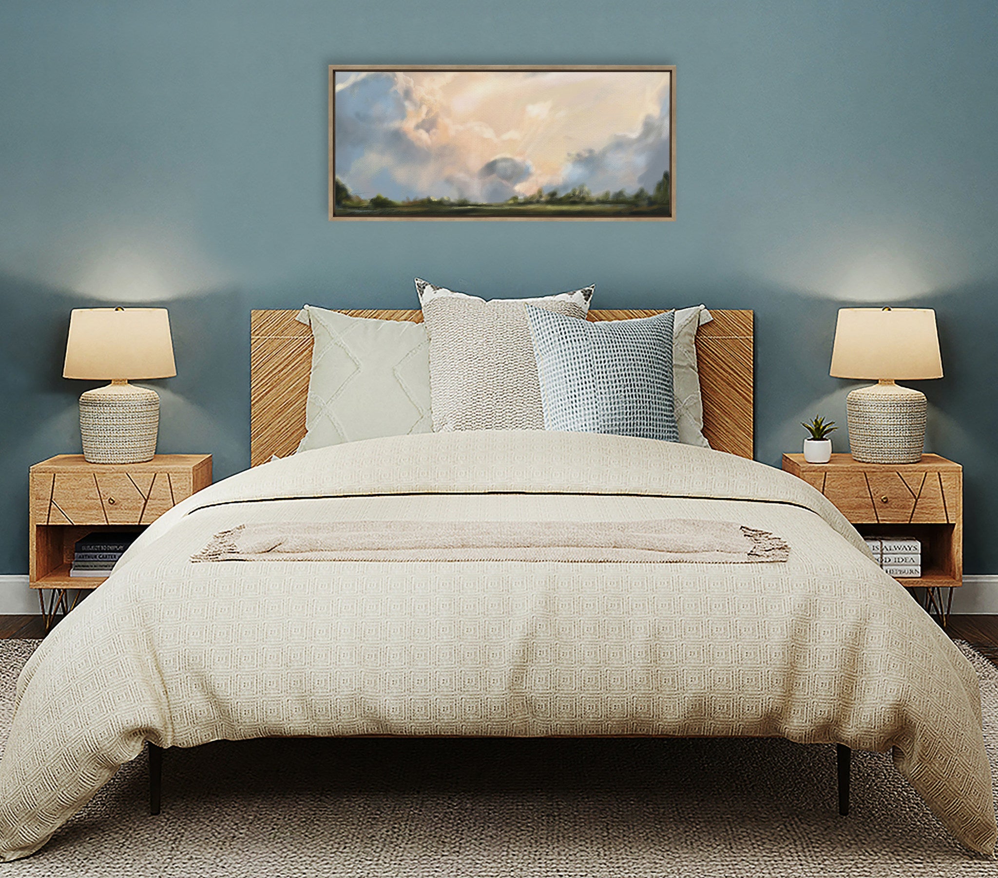Sylvie Clouds Framed Canvas by kateandlaurel - product image 4 for Resin Society