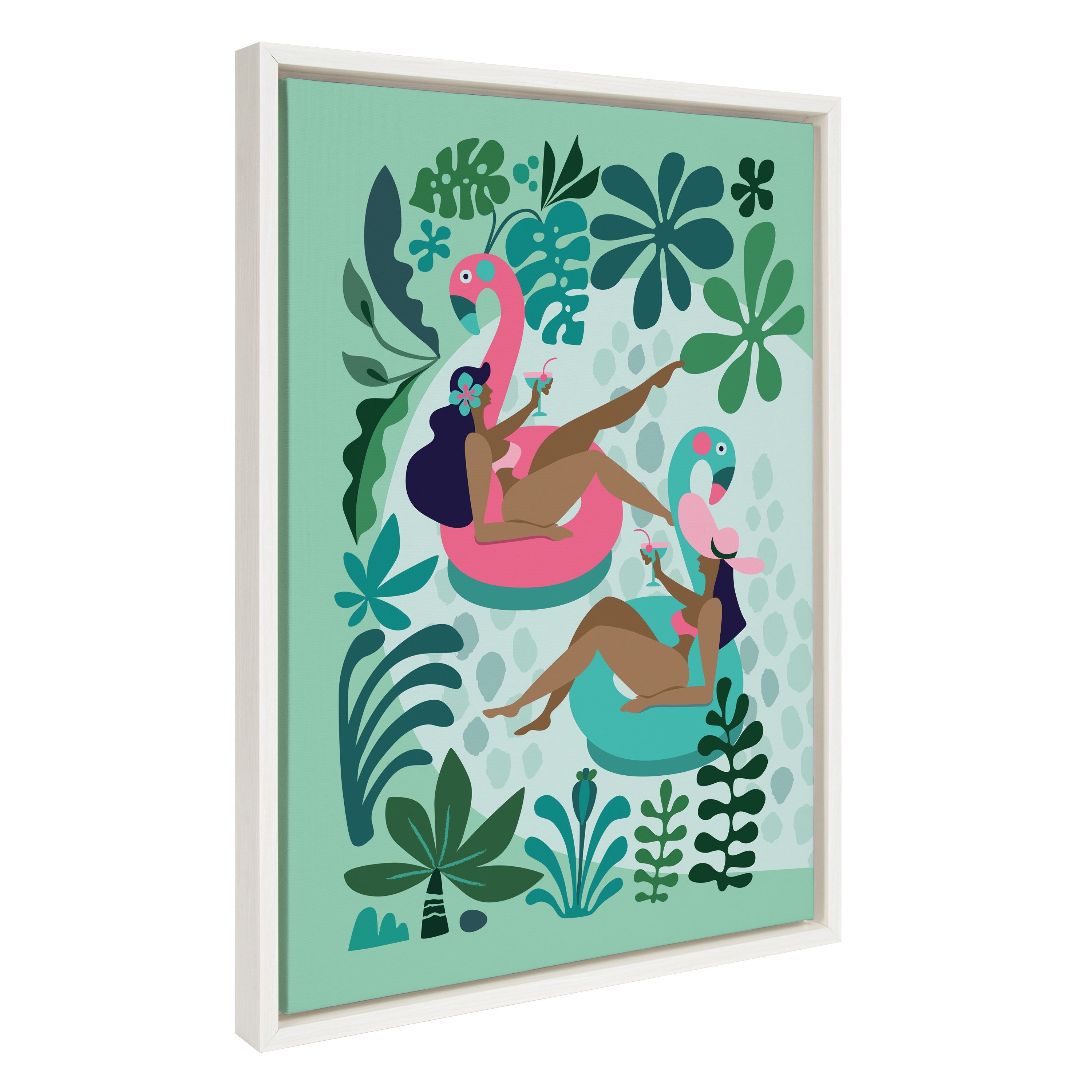 Sylvie Mid Century Modern Girl Friends Framed Canvas by kateandlaurel - product image 2 for Resin Society